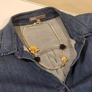 Brand New!! Marc Jacobs: Silver-toned| Gold & Black Rose| Necklace